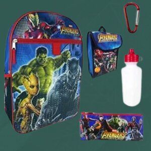 NEW Marvel AVENGERS INFINITY WAR 5pc Holograph Reflective Backpack Combo Set